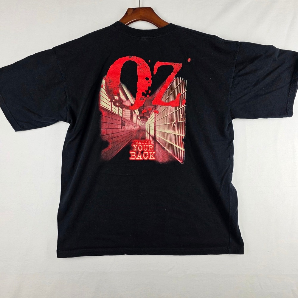 HBO Oz Watch Your Back Promo T-Shirt Mens XL Black Prison Drama Graphic Tee